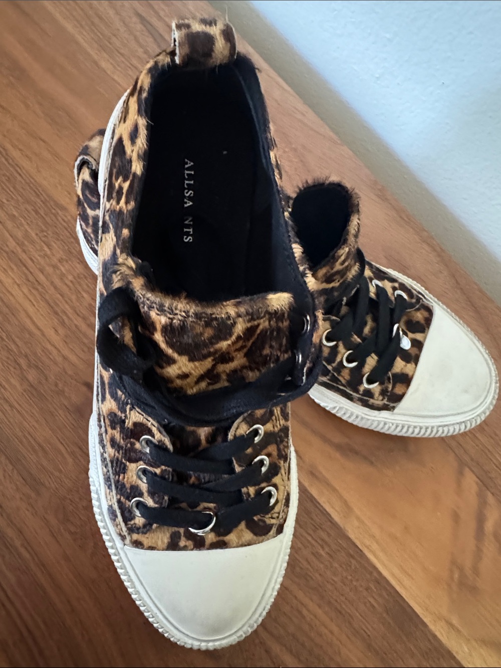 AllSaints Leopard Print Platform Sneakers in Brown and Black